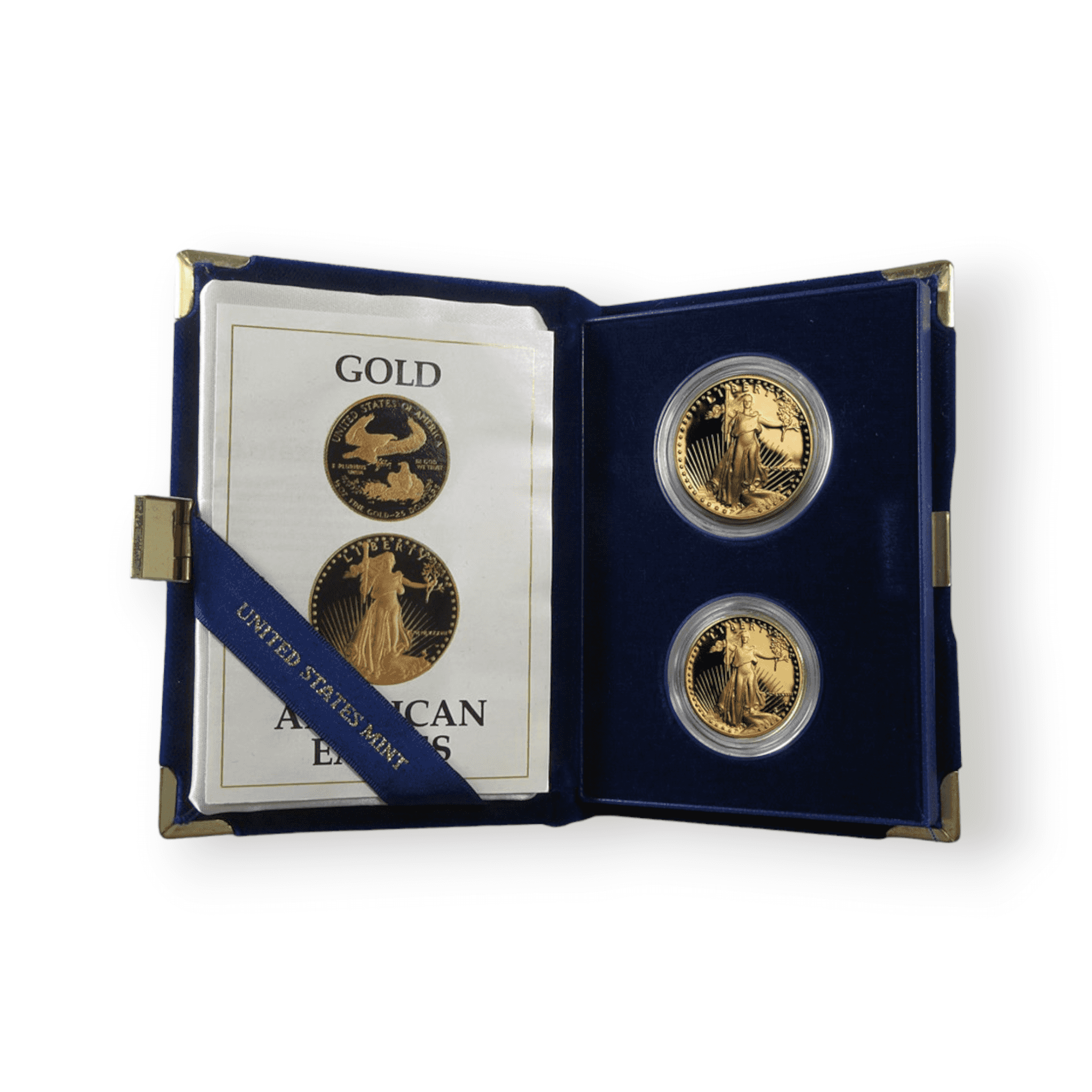 Buy 1987 Proof American Gold Eagle 2 Coin Set w Box COA PURE