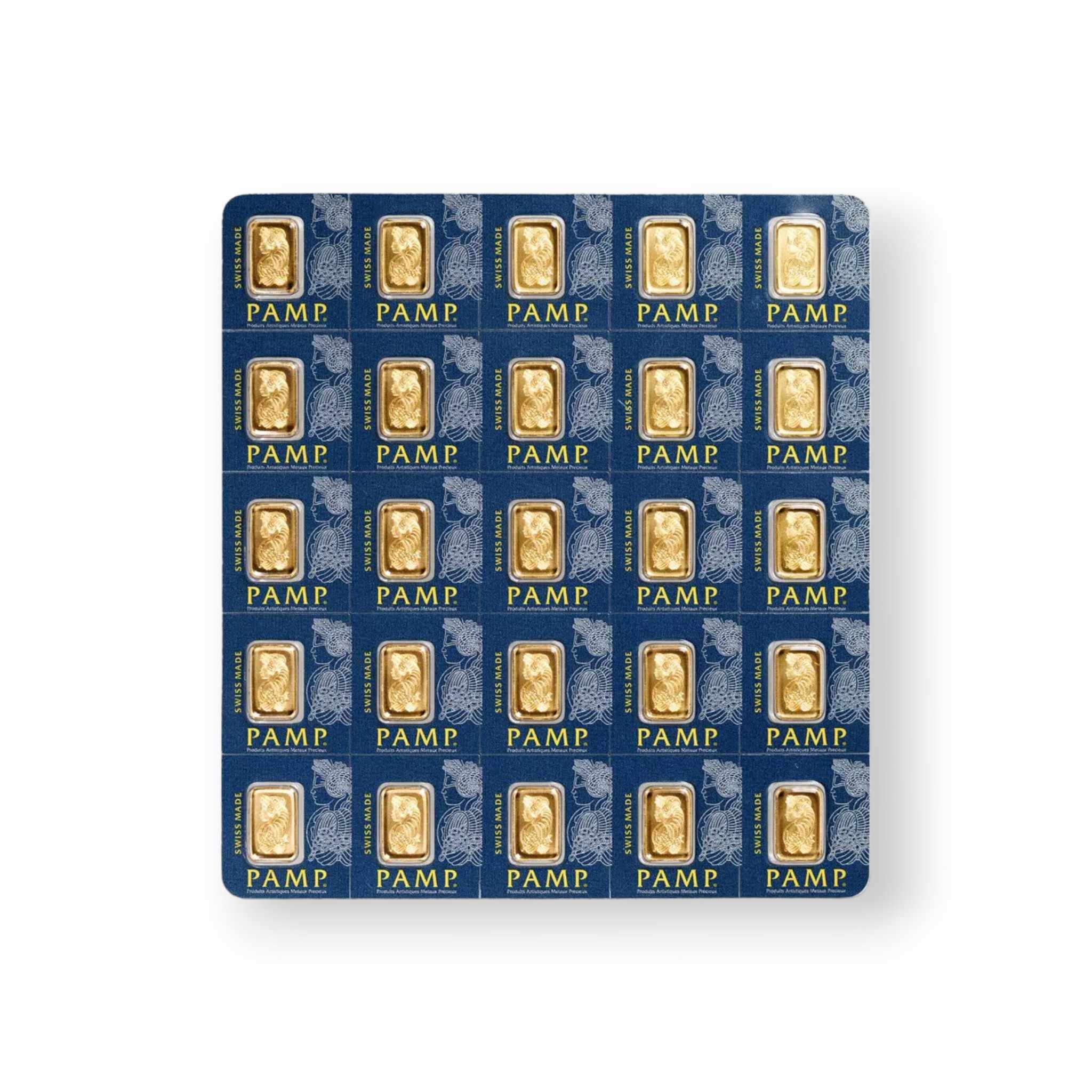 Image of 25 x 1g Gold Bar PAMP Multigram Gold Bar Lady Fortuna Carded Sealed