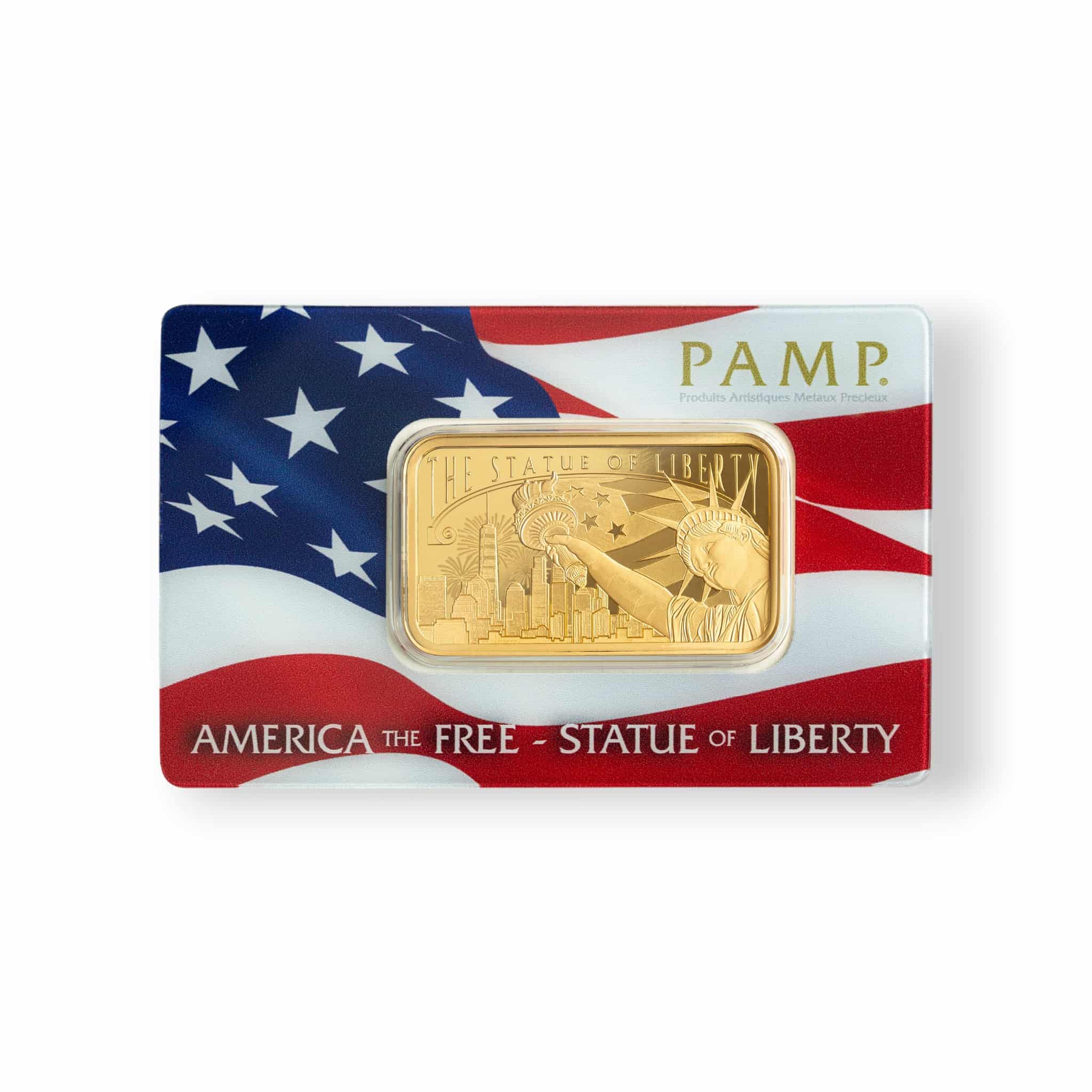 Image of 1 oz Gold Bar PAMP America the Free Statue of Liberty (New in Assay)