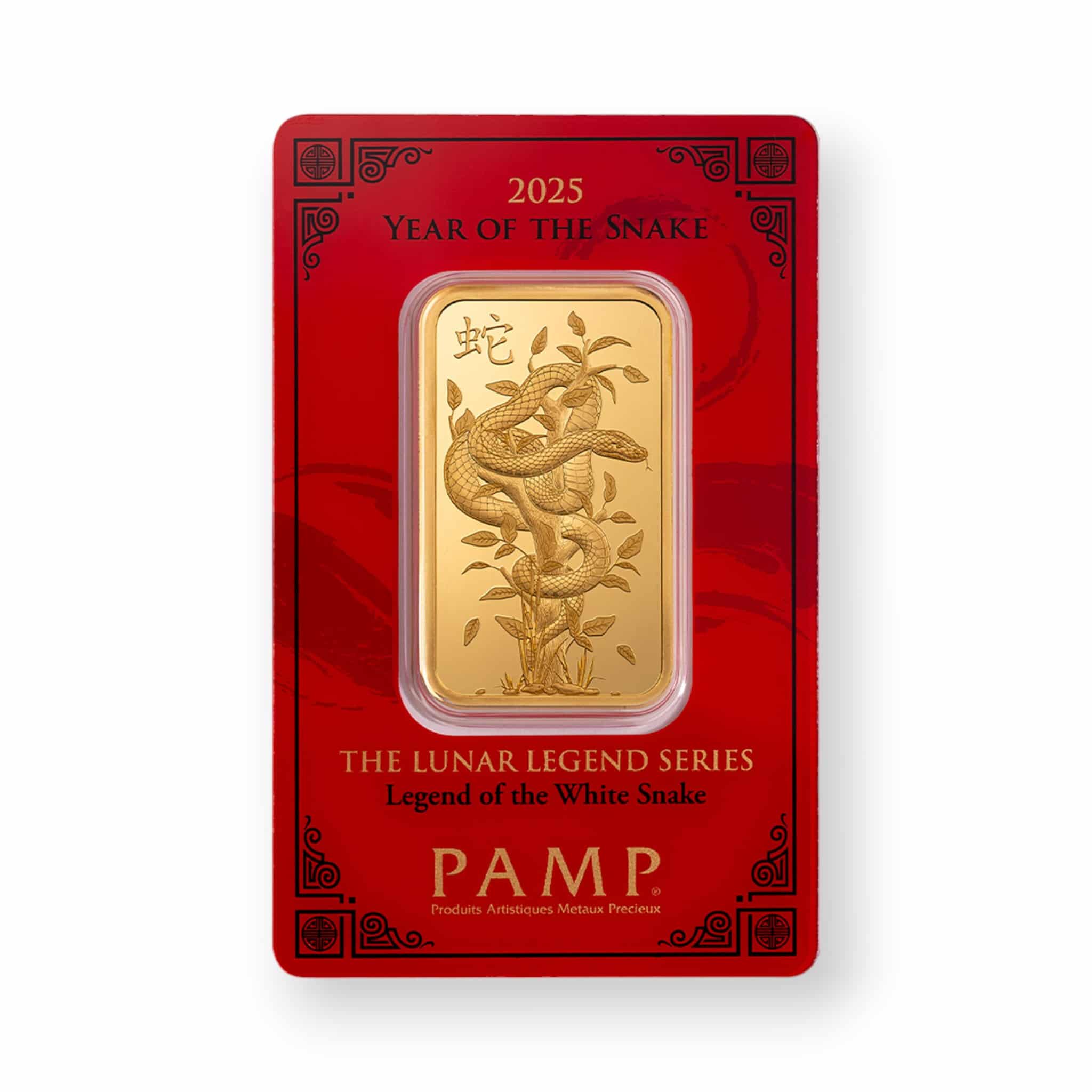 Image of 1 oz Gold Bar PAMP Suisse Lunar Legends White Snake