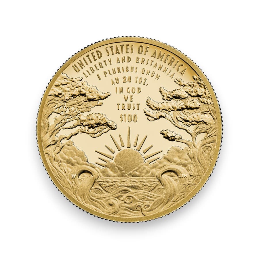 Reverse of 24YA Liberty and Britannia Gold Coin