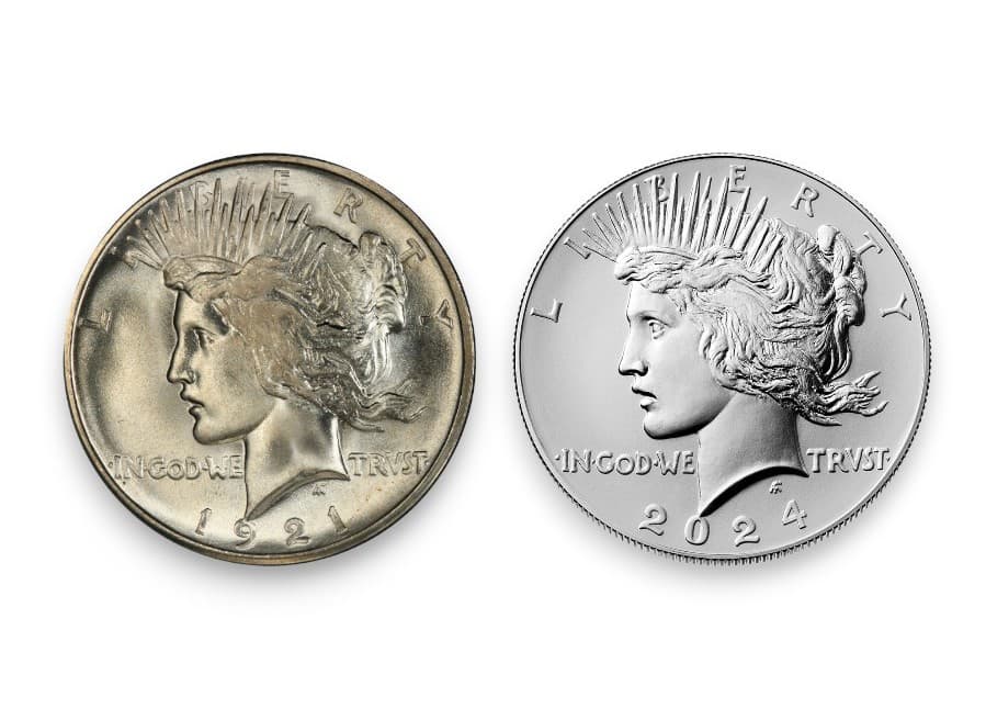 1921 Peace Dollar and 2024 Peace Dollar